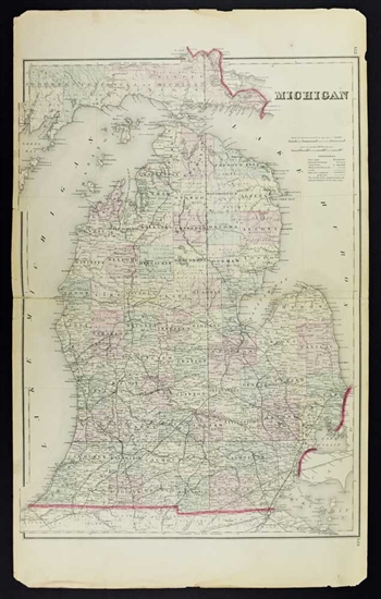 Antique Map of Michigan - Colton 1874
