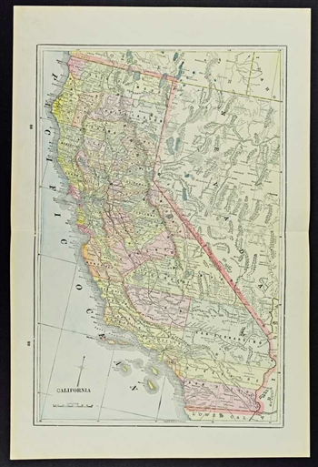 Antique Map of California - Cram 1888