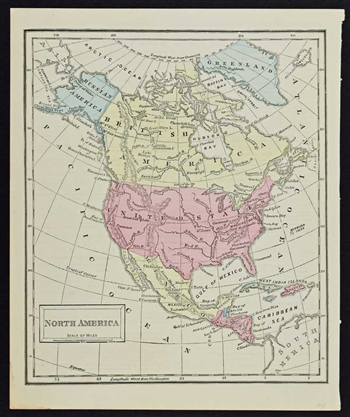 Antique Map of North America - Cornell 1856