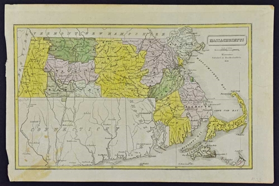 Antique Map of Massachusetts - Dorr Howland - 1839