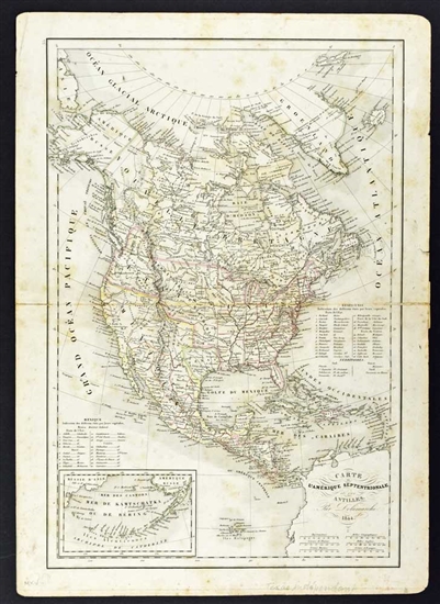 Old Map of N. America w/ Texas Independent - Delamarche - 1844
