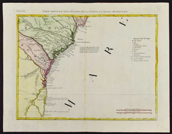 Map of Florida, Georgia, and South Carolina  - by Zatta 1778
