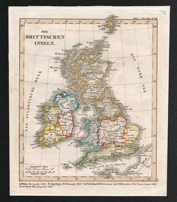 1820 The British Isles Antique Map - Steiler