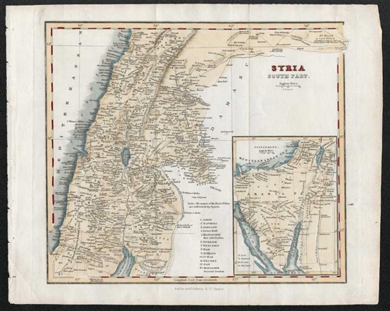 1850 Antique Map of Syria - South Part - Fullarton