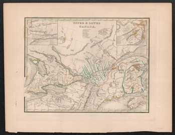 1835 Antique Map of Upper & Lower Canada - Bradford
