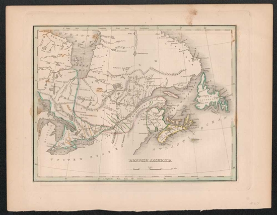 1835 Antique Map of British America - Bradford