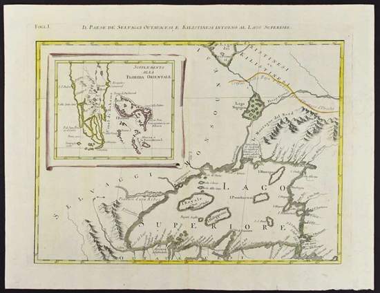 Map of Lake Superior with Bahamas Inset - by Zatta 1778
