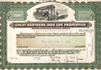 Great Northern Iron Ore Properties Stock Certificate Mock-up