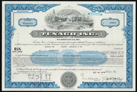 Texaco, Inc. Stock Certificate