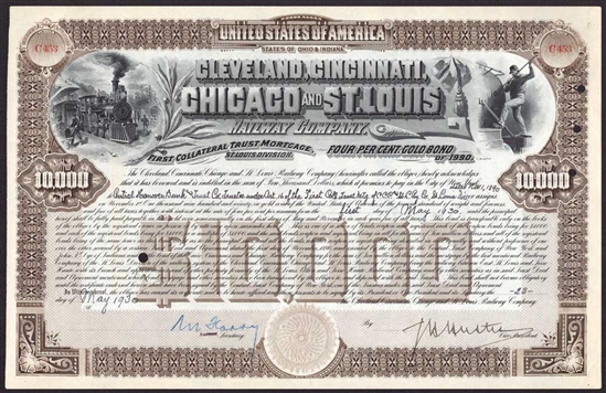 Cleveland, Cincinnati, Chicago & St. Louis Railway Co Gold Bond - 1930