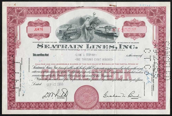 Seatrain Line, Inc. Stock Certificate