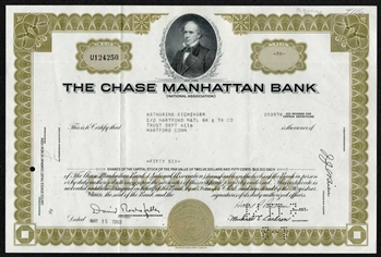 Chase Manhattan Bank Stock Certificate