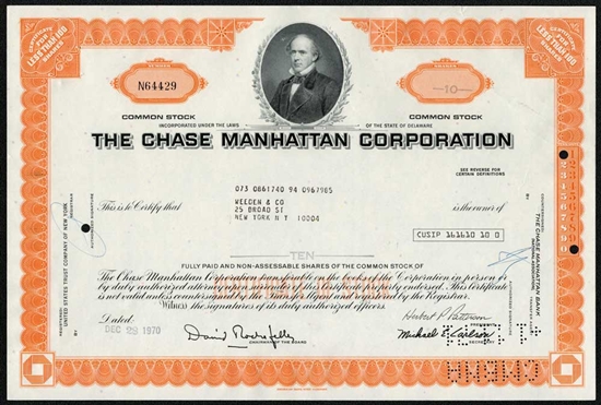 The Chase Manhattan Corporation Stock Certificate