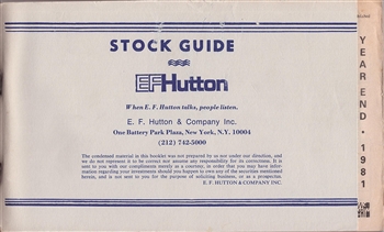 1981 EF Hutton Stock Guide