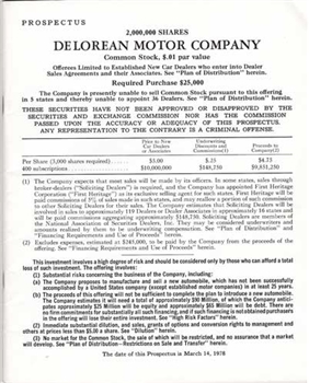 DeLorean Motor Company IPO Prospectus