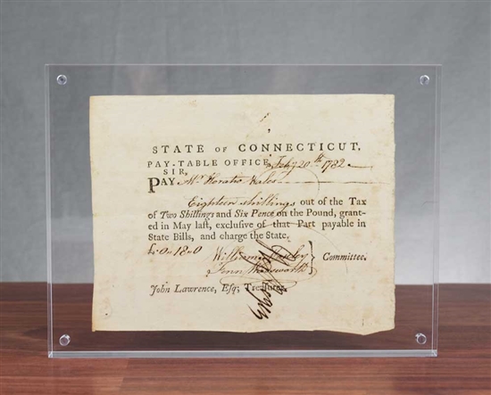 1782 State of Connecticut Promissory Note - Revolutionary War