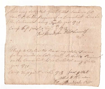 1782 Letter of Service in the Continental Army - Revolutionary War
