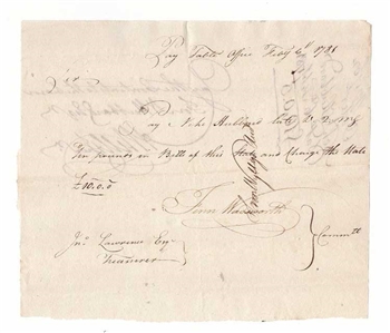 1781 Revolutionary War Pay Table Note - Signed by Colonel Samuel Wyllys