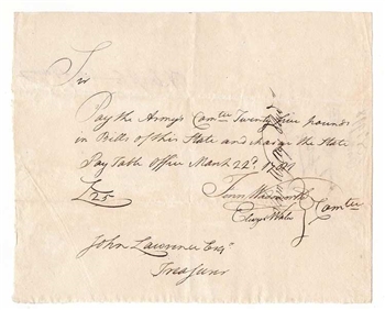 1781 Note for Purchase of Continental Army - Revolutionary War