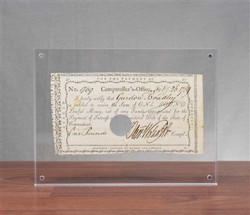 1789 Pay Table Note Signed by Oliver Wolcott Jr.