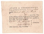 1782 Pay Table Note Signed by Fenn Wadsworth, William Moseley, Hezekiah Rogers