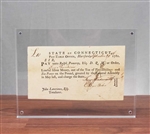1781 State of Connecticut Note Signed by General Jedidiah Huntington