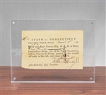 1781  State of Connecticut Note Signed by General Jedidiah Huntington