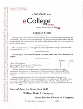 eCollege.com IPO Prospectus - 1999