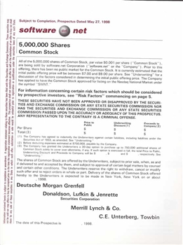 Software dot Net IPO Prospectus - 1998