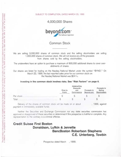 Beyond.com IPO Prospectus - 1999