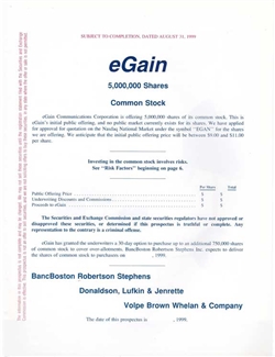 eGain Communication IPO Prospectus - 1999