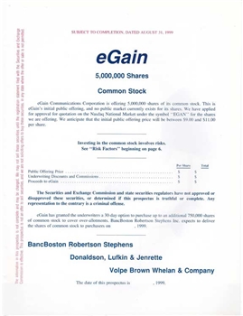 eGain Communication IPO Prospectus - 1999