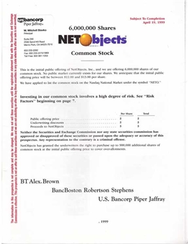 NetObjects, Inc. IPO Prospectus - 1999
