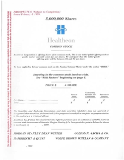 Healtheon Corp IPO Prospectus - 1999
