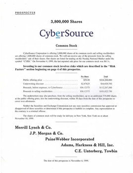 CyberSource Corp. IPO Prospectus - 1999