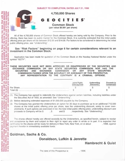 Geocities IPO Prospectus - 1998