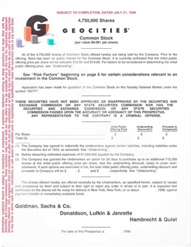 Geocities IPO Prospectus - 1998