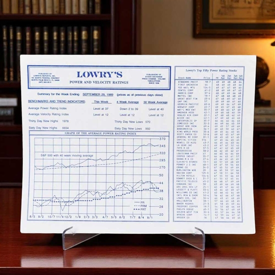 Lowry's Power & Velocity Ratings - Sept 29, 1989