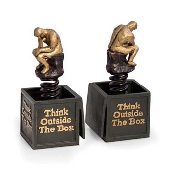 Think Outside The Box - Thinker Bookends