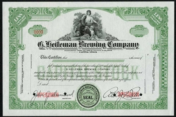 G. Heileman Brewing Specimen Stock Certificate - Old Style Beer
