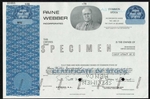 Paine Webber Specimen Stock Certificate - 1978