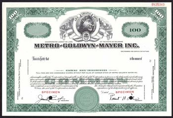 Metro-Goldwyn-Mayer Inc (MGM) Specimen Stock Certificate