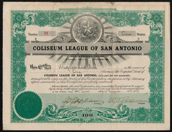 Coliseum League of San Antonio - 1913