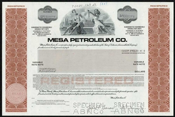 Mesa Petroleum Co. Specimen Stock Certificate - 1984