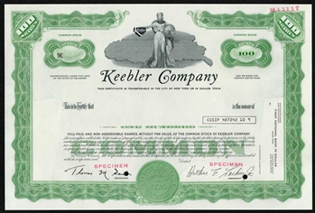 Keebler Company Specimen Stock Certificate