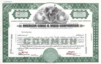 American Cable & Radio Corp Specimen Stock Certificate