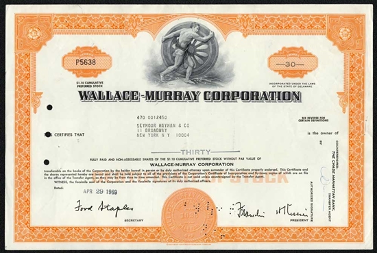 Wallace-Murray Corporation Stock Certificate
