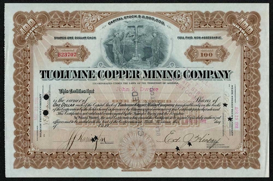 Tuolumne Copper Mining Company - 1918