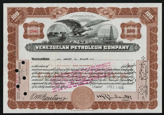 Venezuelan Petroleum Company Stock Certificate