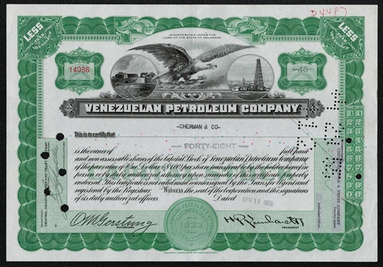 Venezuelan Petroleum Company Stock Certificate